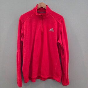 ADIDAS MENS RUNNING SWEATSHIRT SIZE XL RED COLOR WITH QUARTER ZIPPER
